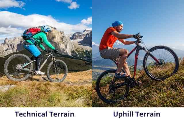 average speed of mountain bikes in various terrains