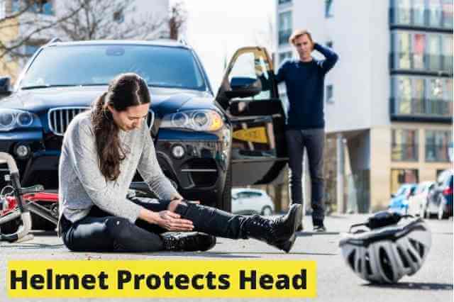 wear a bicycle helmet to protect head