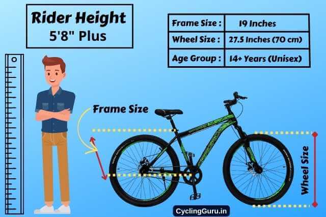 Size Guide of Cradiac Voyager 27.5inch Mountain Bicycle