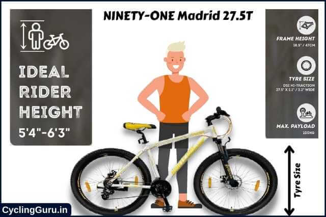 Ninety one madrid 27.5 inch bicycle size chart