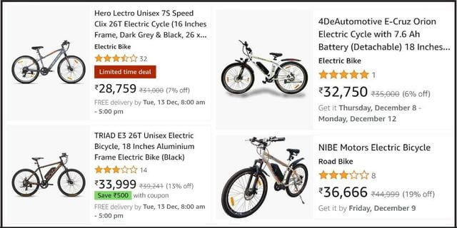 electric cycle price range