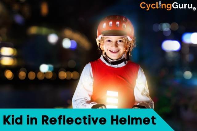 Kid in Reflective Bicycle Helmet