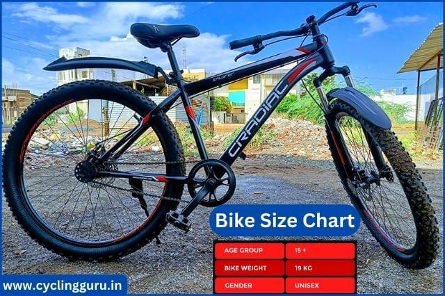 Cradiac Xplorer bike size chart
